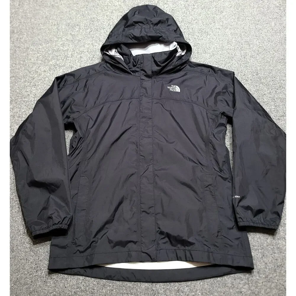 The North Face Jacket Girls Extra Large 18 Black Resolve Reflective Ripstop Rain